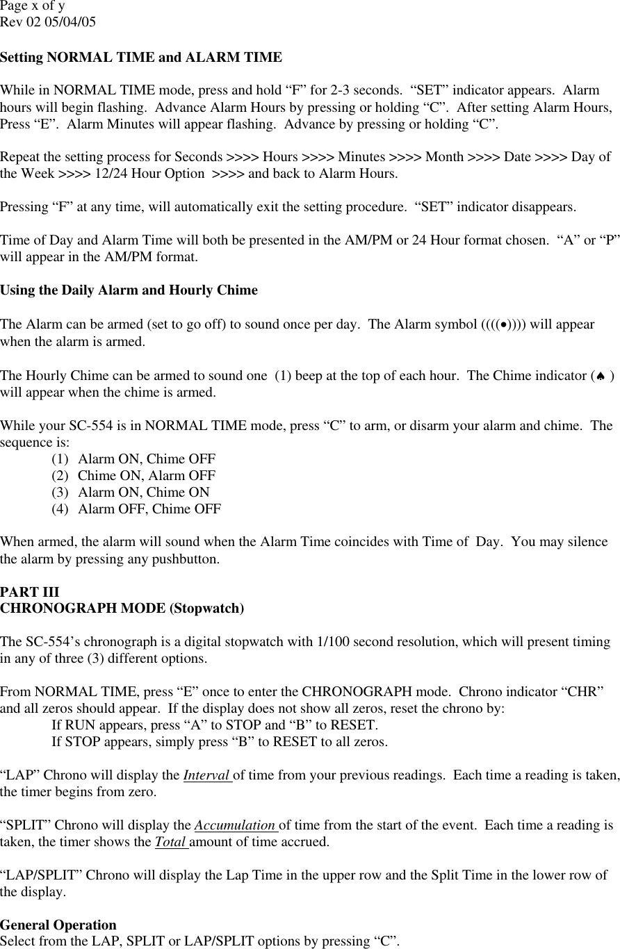 Page 3 of 9 - Robic Robic-Timer-Sc-554-Users-Manual- SC-554/SC-606 Instructions  Robic-timer-sc-554-users-manual