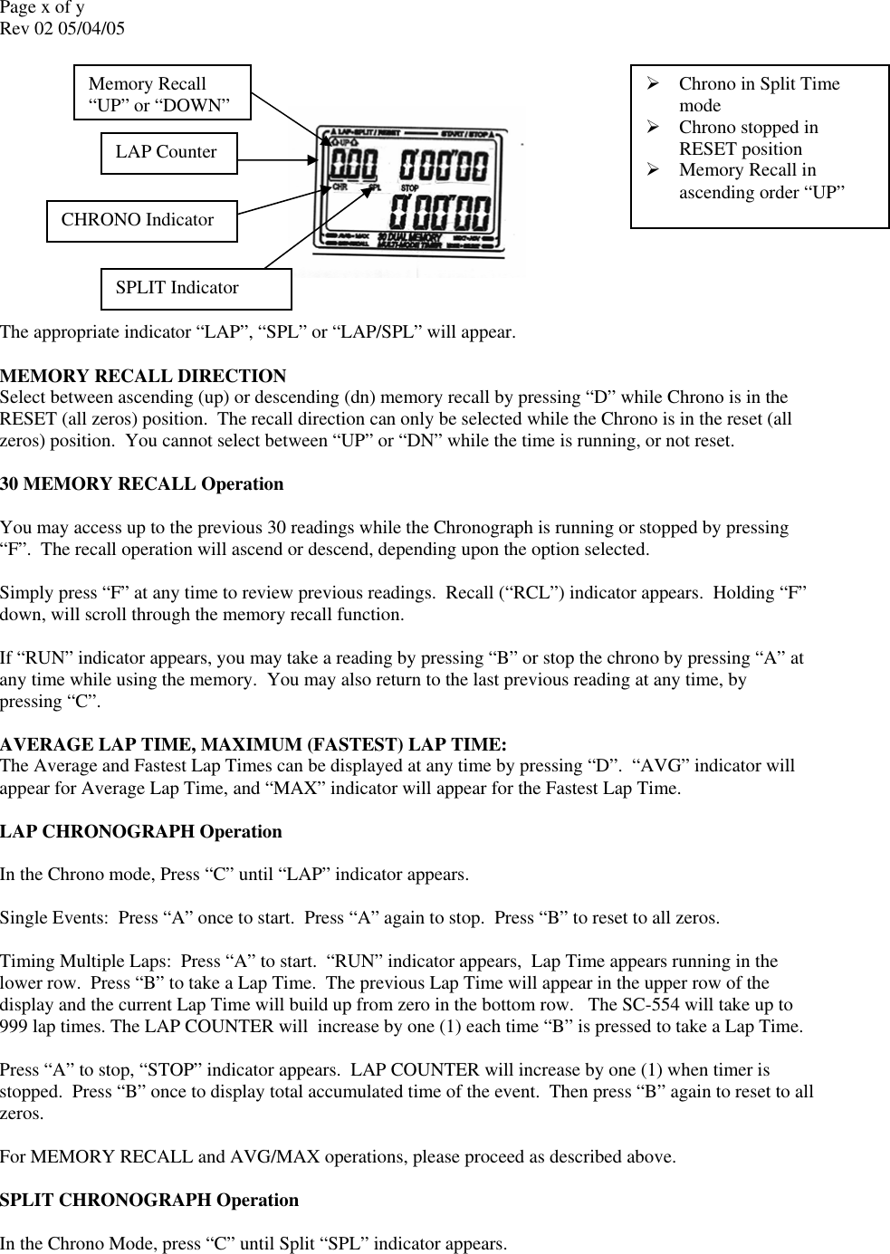 Page 4 of 9 - Robic Robic-Timer-Sc-554-Users-Manual- SC-554/SC-606 Instructions  Robic-timer-sc-554-users-manual