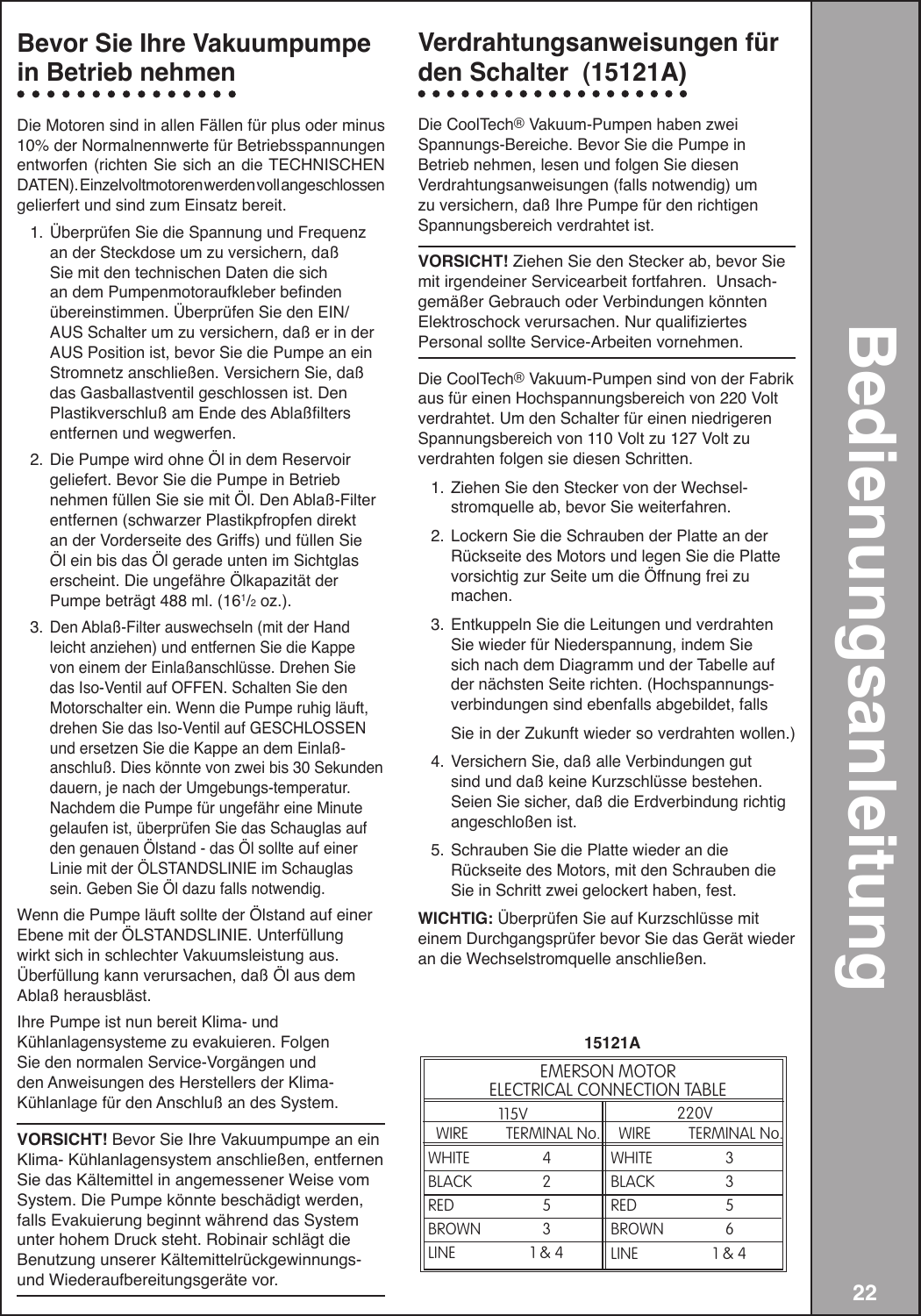 Page 4 of 9 - Robinair Robinair-High-Performance-Vacuum-Pump-15120A-15121A-Users-Manual-  Robinair-high-performance-vacuum-pump-15120a-15121a-users-manual