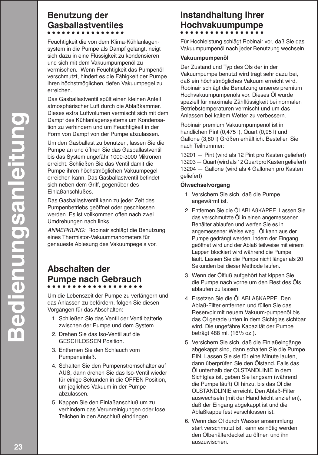 Page 5 of 9 - Robinair Robinair-High-Performance-Vacuum-Pump-15120A-15121A-Users-Manual-  Robinair-high-performance-vacuum-pump-15120a-15121a-users-manual