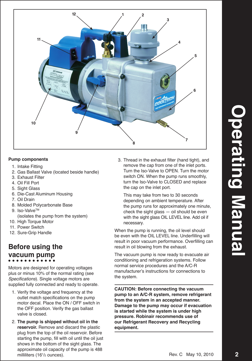 Page 3 of 7 - Robinair Robinair-High-Performance-Vacuum-Pump-15120A-Users-Manual-  Robinair-high-performance-vacuum-pump-15120a-users-manual