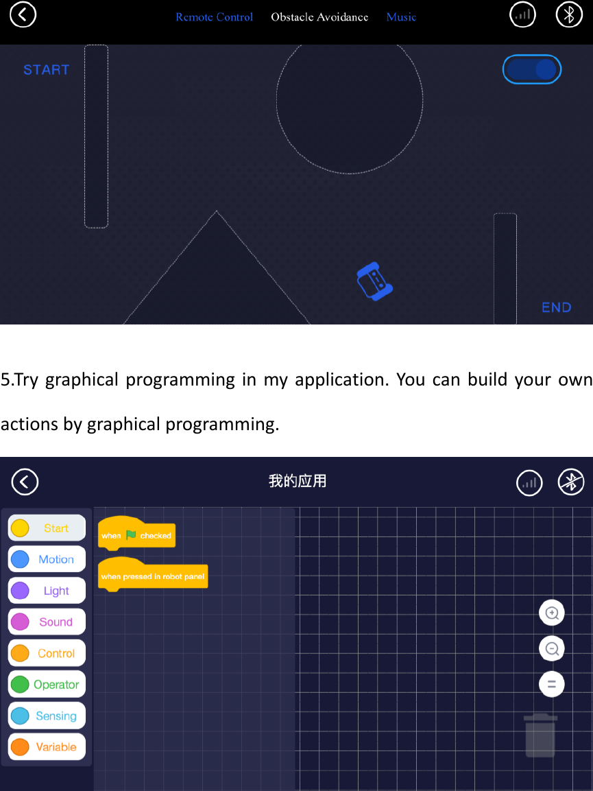 5.Try graphical programming inmyapplication.Youcan build yourownactionsbygraphicalprogramming.