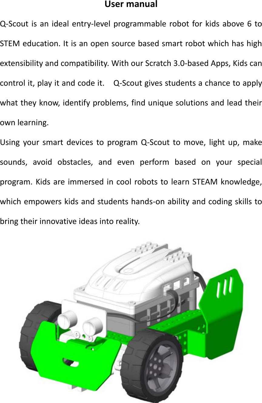 Page 1 of RoboBloq RB00002 Q-scout User Manual 