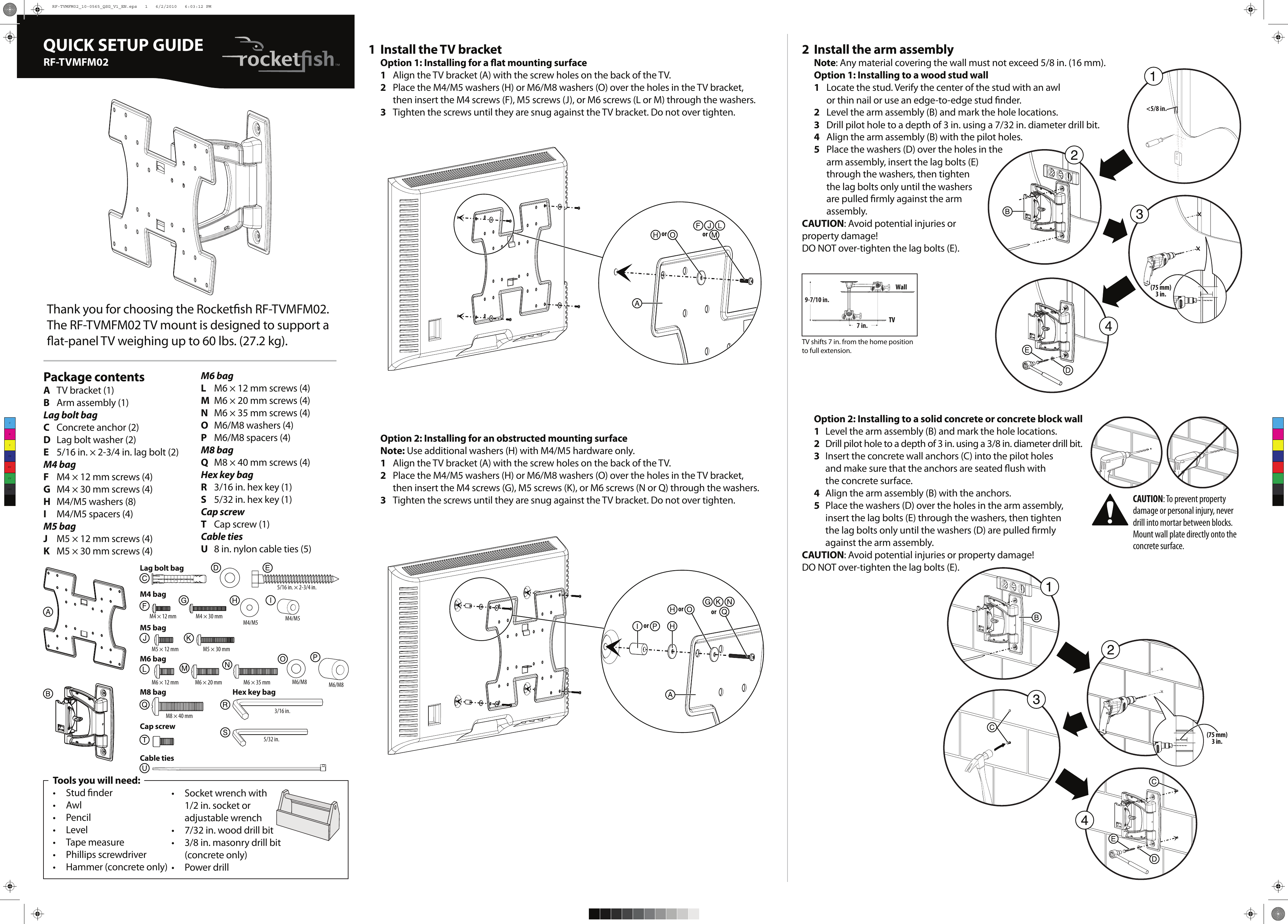 Page 1 of 2 - Rocket-Fish Rocket-Fish-Rf-Tvmfm02-Users-Manual- RF-TVMFM02_10-0565_QSG_V1_EN  Rocket-fish-rf-tvmfm02-users-manual