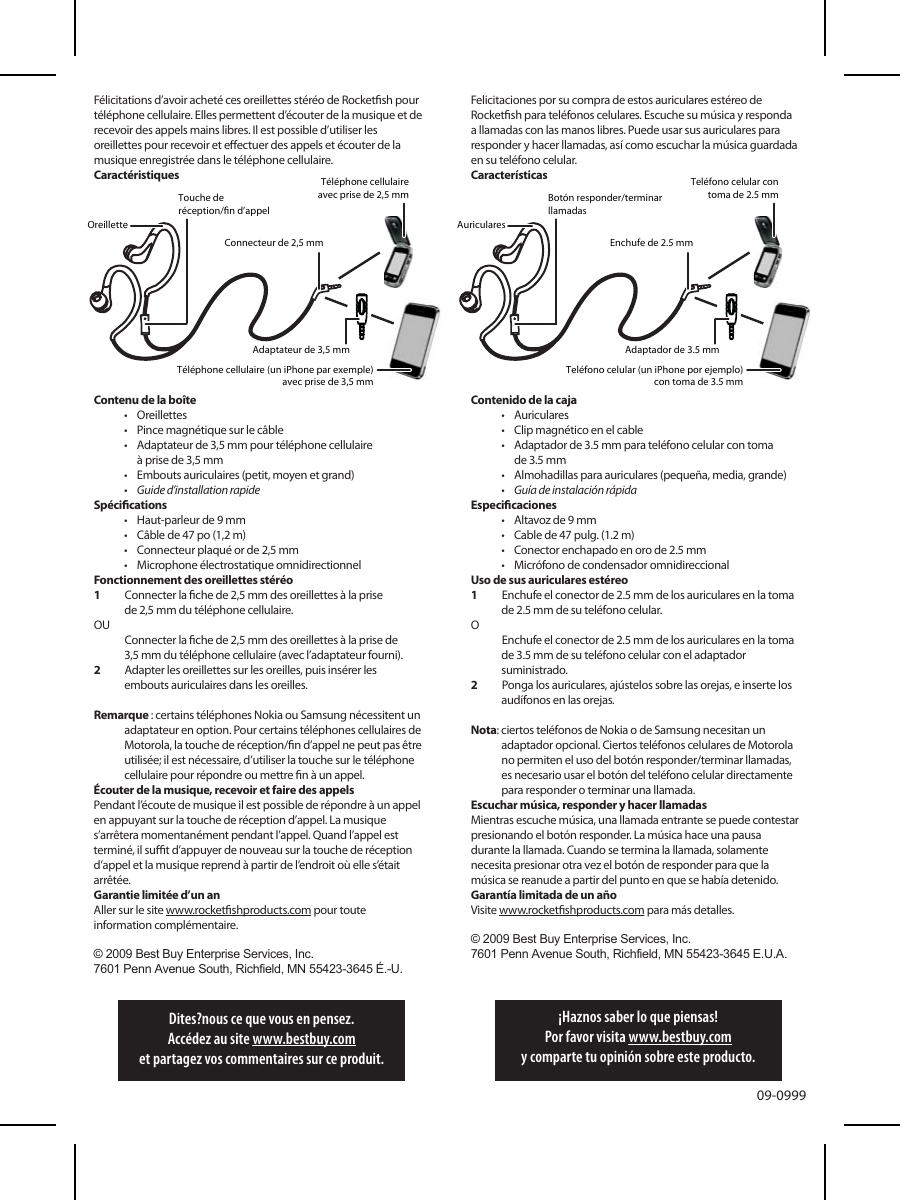 Page 2 of 2 - Rocket-Fish Rocket-Fish-Sport-Rf-Cna2-Users-Manual- RF-CNA2_09-0999_QSG_V2_ENFRSP_front  Rocket-fish-sport-rf-cna2-users-manual