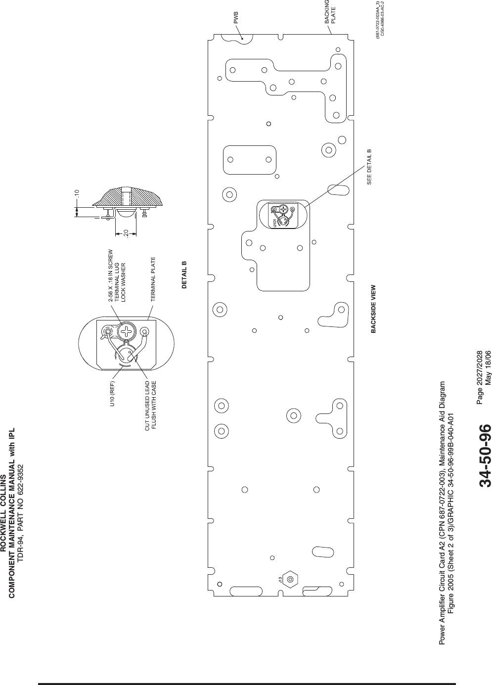 ROCKWELL COLLINSCOMPONENT MAINTENANCE MANUAL with IPLTDR-94, PART NO 622-9352Power Amplifier Circuit Card A2 (CPN 687-0722-003), Maintenance Aid DiagramFigure 2005 (Sheet 2 of 3)/GRAPHIC 34-50-96-99B-040-A0134-50-96 Page 2027/2028May 18/06