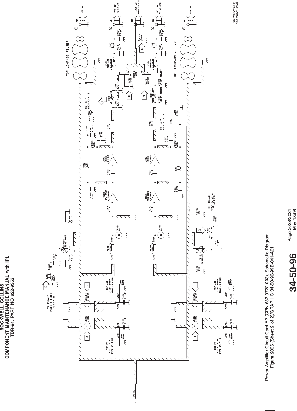 ROCKWELL COLLINSCOMPONENT MAINTENANCE MANUAL with IPLTDR-94, PART NO 622-9352Power Amplifier Circuit Card A2 (CPN 687-0722-003), Schematic DiagramFigure 2006 (Sheet 2 of 2)/GRAPHIC 34-50-96-99B-041-A0134-50-96 Page 2033/2034May 18/06