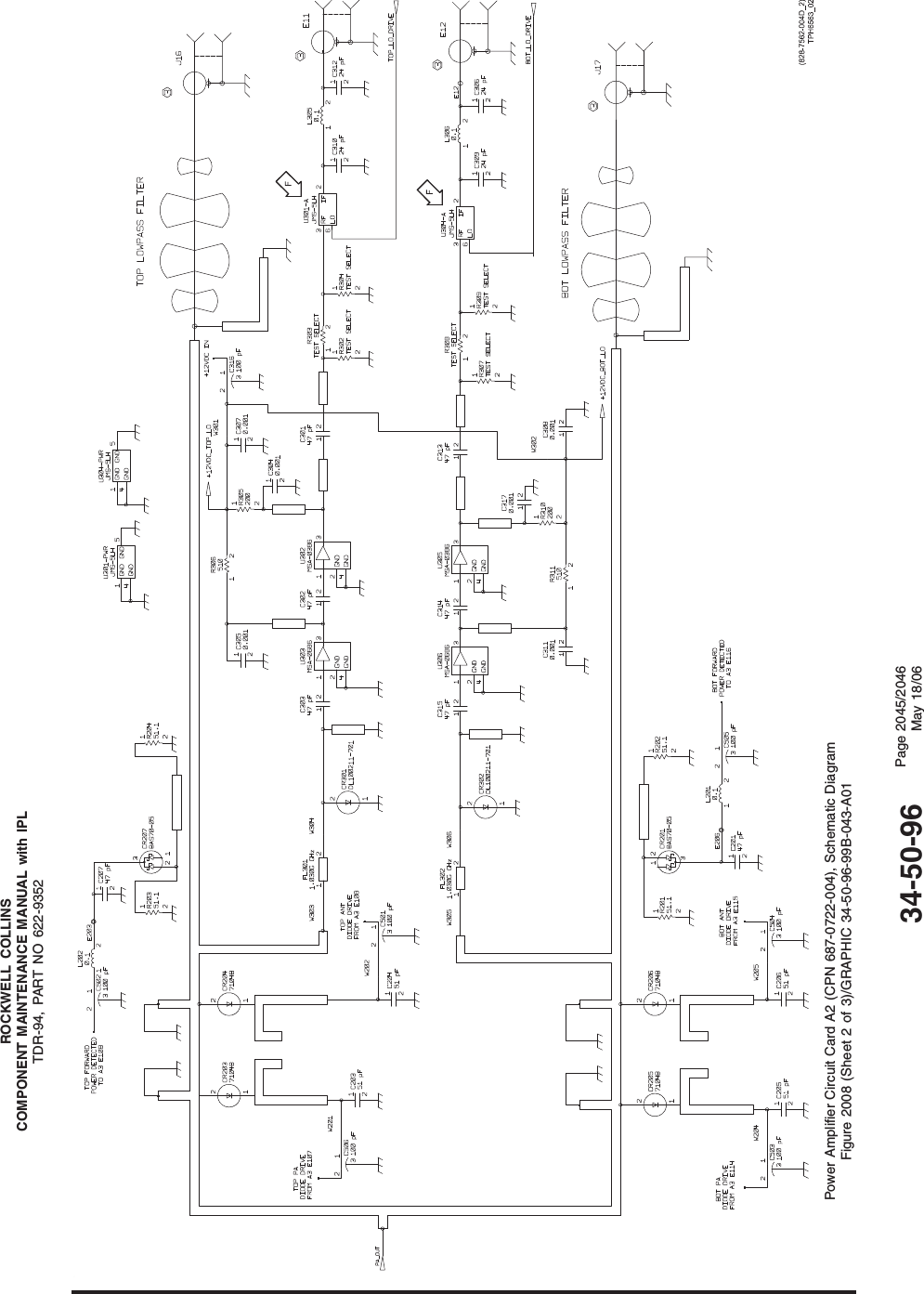 ROCKWELL COLLINSCOMPONENT MAINTENANCE MANUAL with IPLTDR-94, PART NO 622-9352Power Amplifier Circuit Card A2 (CPN 687-0722-004), Schematic DiagramFigure 2008 (Sheet 2 of 3)/GRAPHIC 34-50-96-99B-043-A0134-50-96 Page 2045/2046May 18/06
