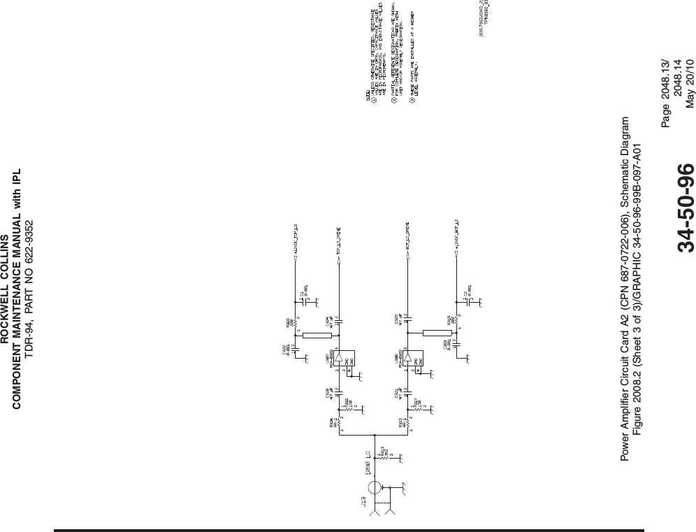ROCKWELL COLLINSCOMPONENT MAINTENANCE MANUAL with IPLTDR-94, PART NO 622-9352Power Amplifier Circuit Card A2 (CPN 687-0722-006), Schematic DiagramFigure 2008.2 (Sheet 3 of 3)/GRAPHIC 34-50-96-99B-097-A0134-50-96Page 2048.13/2048.14May 20/10