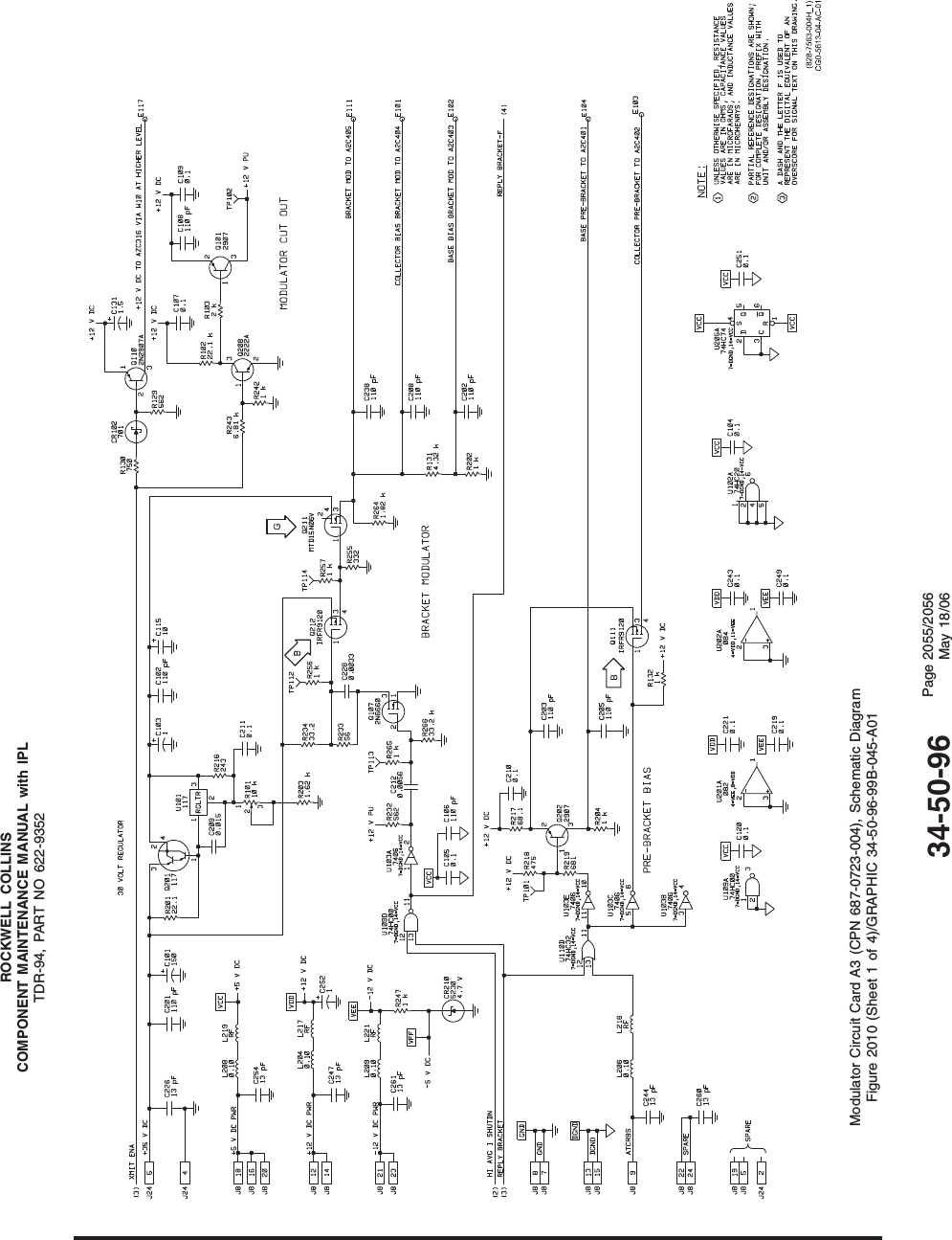 ROCKWELL COLLINSCOMPONENT MAINTENANCE MANUAL with IPLTDR-94, PART NO 622-9352Modulator Circuit Card A3 (CPN 687-0723-004), Schematic DiagramFigure 2010 (Sheet 1 of 4)/GRAPHIC 34-50-96-99B-045-A0134-50-96 Page 2055/2056May 18/06