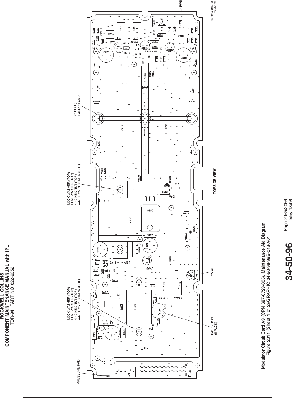 ROCKWELL COLLINSCOMPONENT MAINTENANCE MANUAL with IPLTDR-94, PART NO 622-9352Modulator Circuit Card A3 (CPN 687-0723-005), Maintenance Aid DiagramFigure 2011 (Sheet 1 of 2)/GRAPHIC 34-50-96-99B-046-A0134-50-96 Page 2065/2066May 18/06