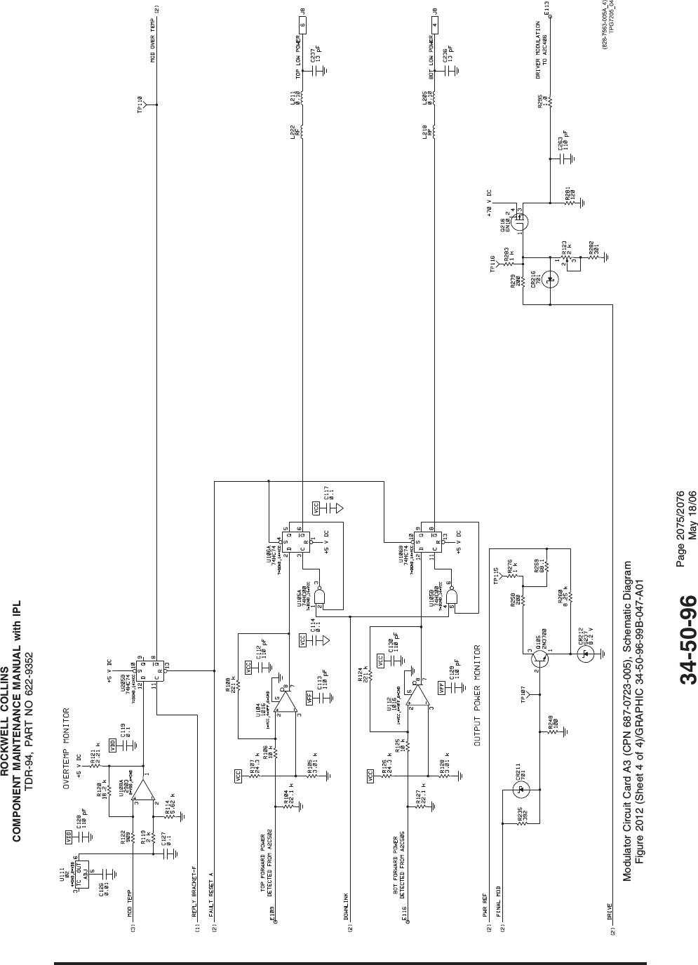 ROCKWELL COLLINSCOMPONENT MAINTENANCE MANUAL with IPLTDR-94, PART NO 622-9352Modulator Circuit Card A3 (CPN 687-0723-005), Schematic DiagramFigure 2012 (Sheet 4 of 4)/GRAPHIC 34-50-96-99B-047-A0134-50-96 Page 2075/2076May 18/06