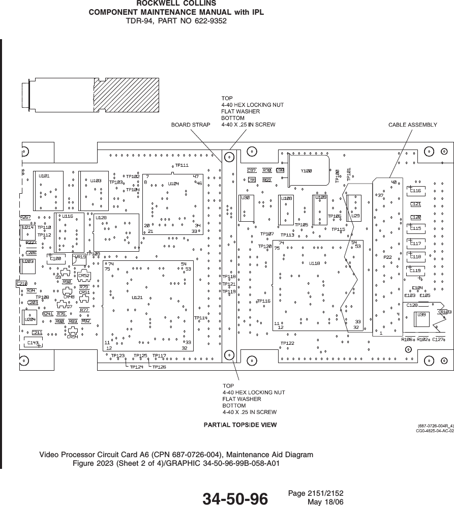 ROCKWELL COLLINSCOMPONENT MAINTENANCE MANUAL with IPLTDR-94, PART NO 622-9352Video Processor Circuit Card A6 (CPN 687-0726-004), Maintenance Aid DiagramFigure 2023 (Sheet 2 of 4)/GRAPHIC 34-50-96-99B-058-A0134-50-96 Page 2151/2152May 18/06