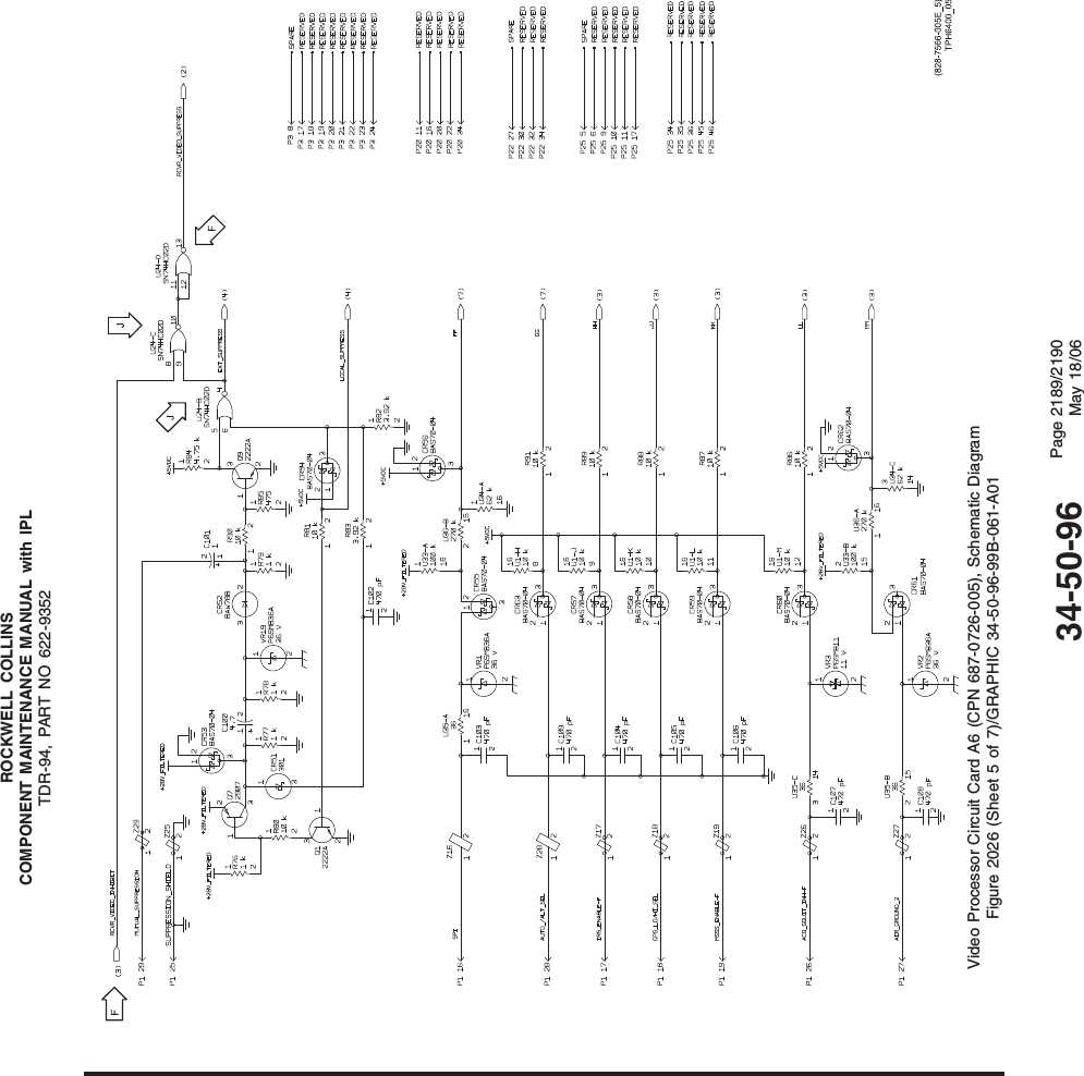 ROCKWELL COLLINSCOMPONENT MAINTENANCE MANUAL with IPLTDR-94, PART NO 622-9352Video Processor Circuit Card A6 (CPN 687-0726-005), Schematic DiagramFigure 2026 (Sheet 5 of 7)/GRAPHIC 34-50-96-99B-061-A0134-50-96 Page 2189/2190May 18/06