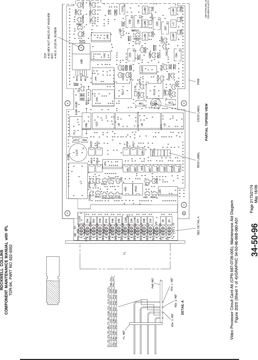 ROCKWELL COLLINSCOMPONENT MAINTENANCE MANUAL with IPLTDR-94, PART NO 622-9352Video Processor Circuit Card A6 (CPN 687-0726-005), Maintenance Aid DiagramFigure 2025 (Sheet 1 of 4)/GRAPHIC 34-50-96-99B-060-A0134-50-96 Page 2173/2174May 18/06