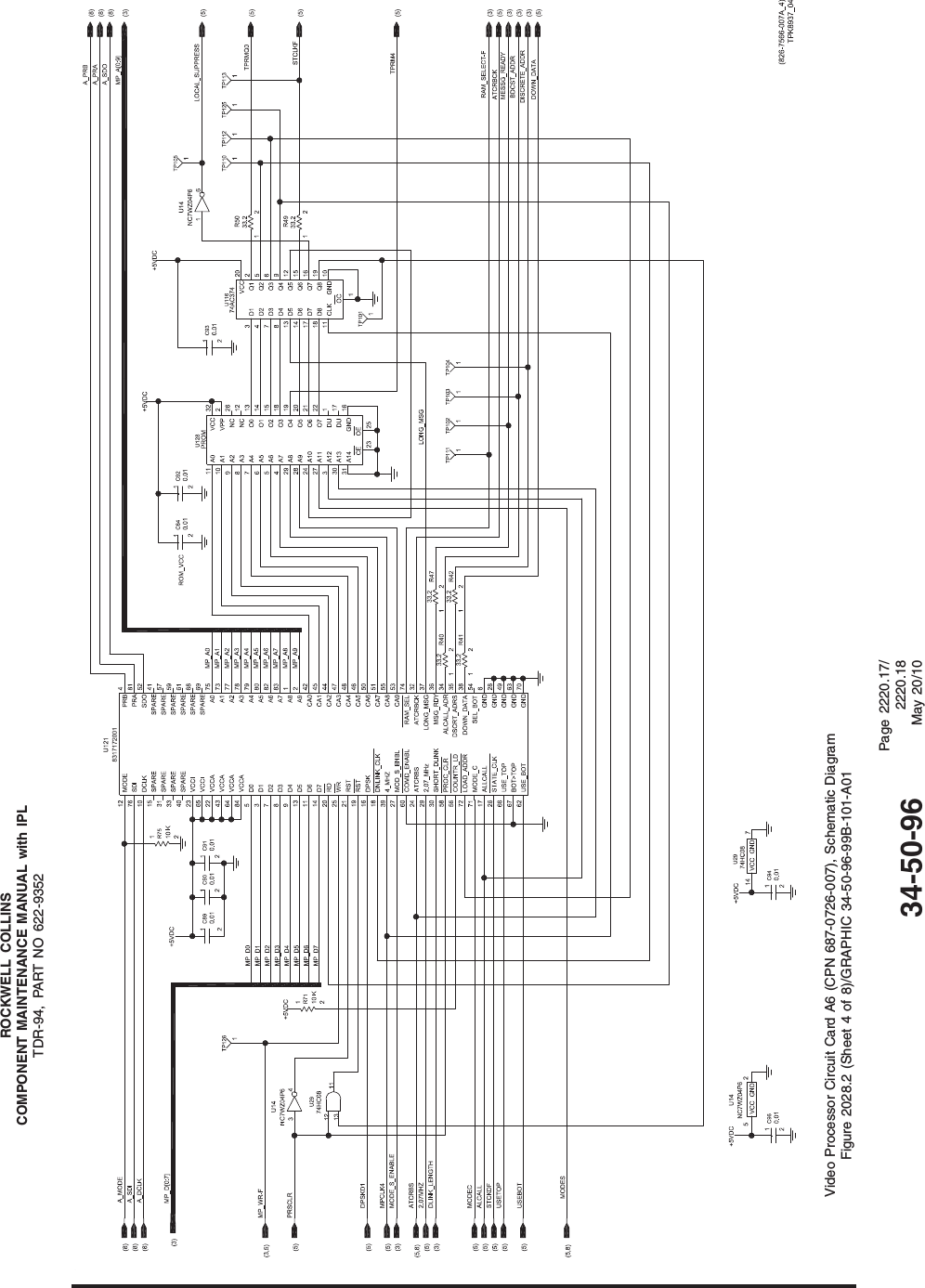 ROCKWELL COLLINSCOMPONENT MAINTENANCE MANUAL with IPLTDR-94, PART NO 622-9352Video Processor Circuit Card A6 (CPN 687-0726-007), Schematic DiagramFigure 2028.2 (Sheet 4 of 8)/GRAPHIC 34-50-96-99B-101-A0134-50-96Page 2220.17/2220.18May 20/10