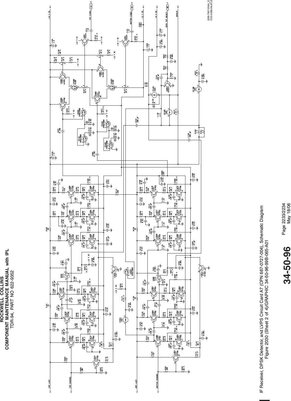 ROCKWELL COLLINSCOMPONENT MAINTENANCE MANUAL with IPLTDR-94, PART NO 622-9352IF Receiver, DPSK Detector, and LVPS Circuit Card A7 (CPN 687-0727-004), Schematic DiagramFigure 2030 (Sheet 2 of 4)/GRAPHIC 34-50-96-99B-065-A0134-50-96 Page 2233/2234May 18/06