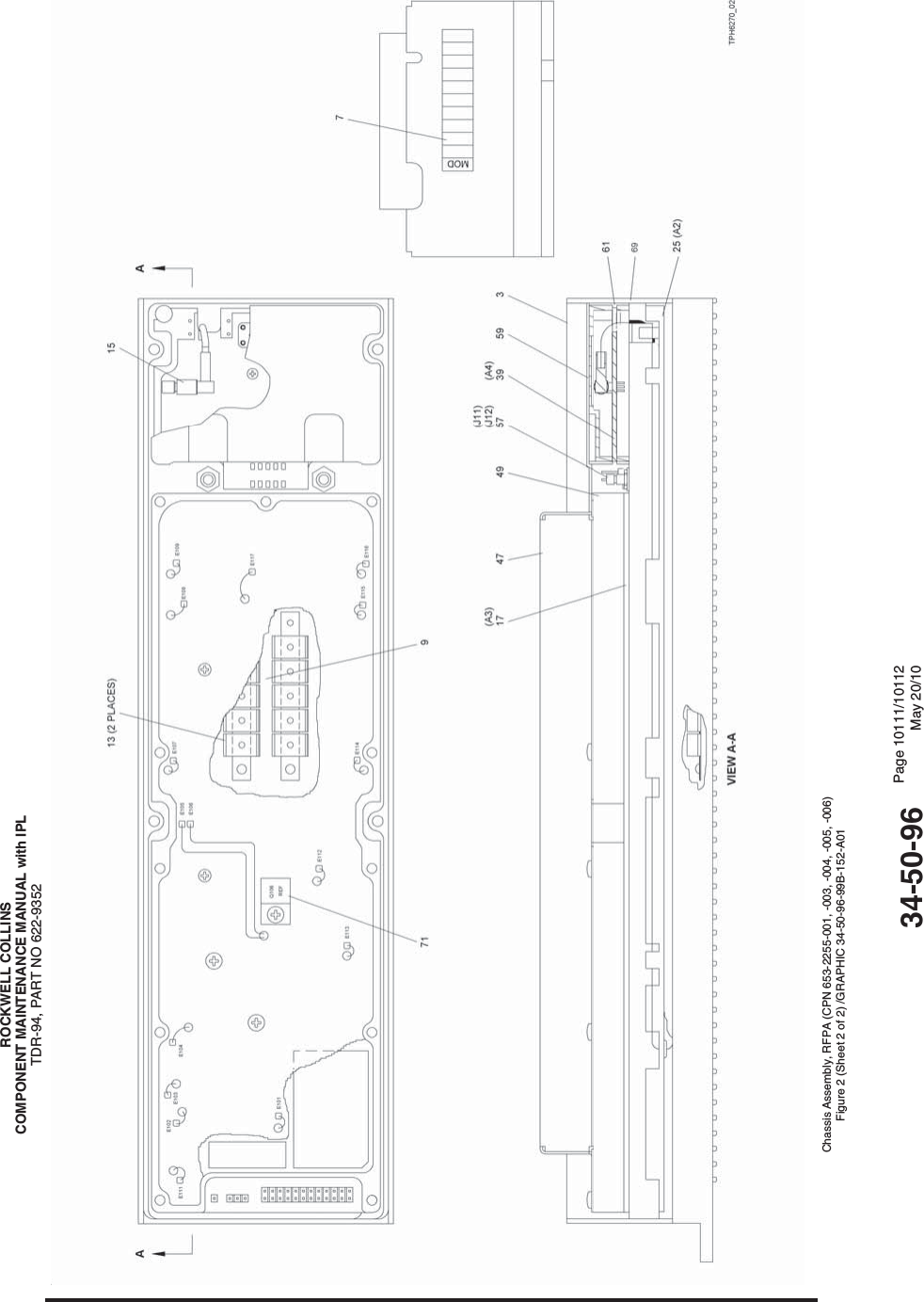 ROCKWELL COLLINSCOMPONENT MAINTENANCE MANUAL with IPLTDR-94, PART NO 622-9352Chassis Assembly, RFPA (CPN 653-2255-001, -003, -004, -005, -006)Figure 2 (Sheet 2 of 2) /GRAPHIC 34-50-96-99B-152-A0134-50-96 Page 10111/10112May 20/10