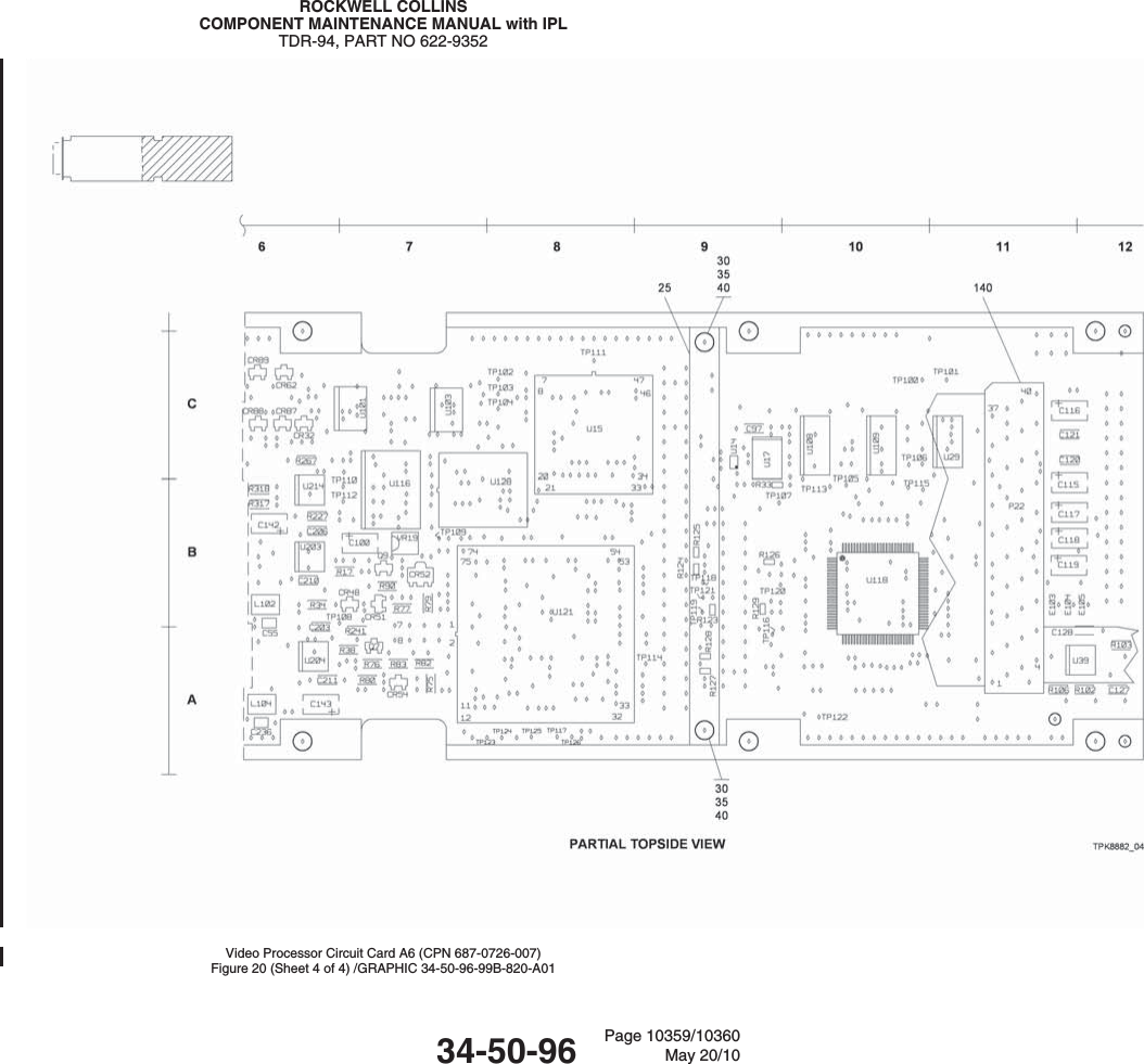 ROCKWELL COLLINSCOMPONENT MAINTENANCE MANUAL with IPLTDR-94, PART NO 622-9352Video Processor Circuit Card A6 (CPN 687-0726-007)Figure 20 (Sheet 4 of 4) /GRAPHIC 34-50-96-99B-820-A0134-50-96 Page 10359/10360May 20/10