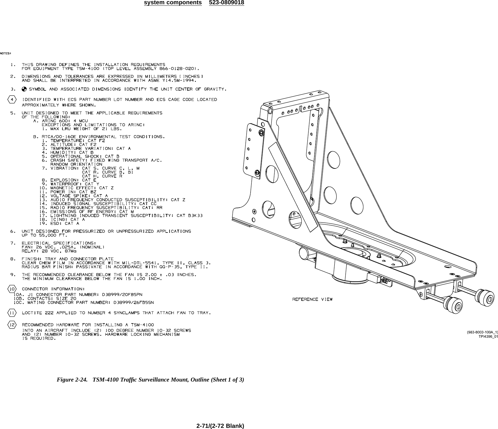 system components 523-0809018Figure 2-24. TSM-4100 Trafﬁc Surveillance Mount, Outline (Sheet 1 of 3)2-71/(2-72 Blank)