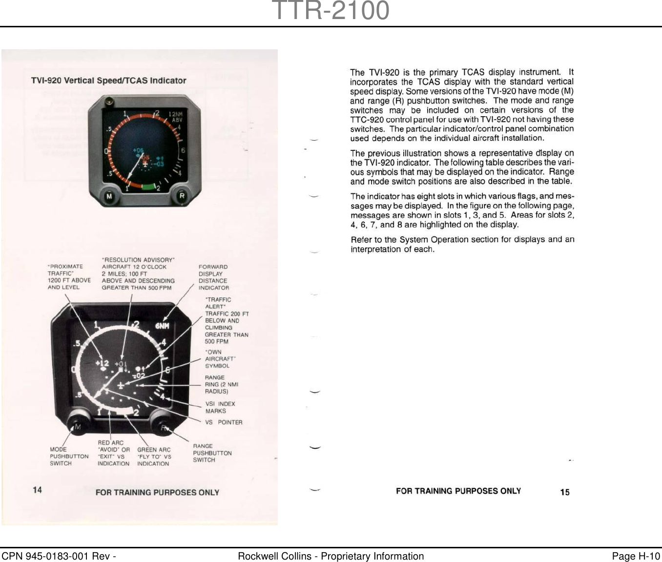 TTR-2100 CPN 945-0183-001 Rev -  Rockwell Collins - Proprietary Information  Page H-10    