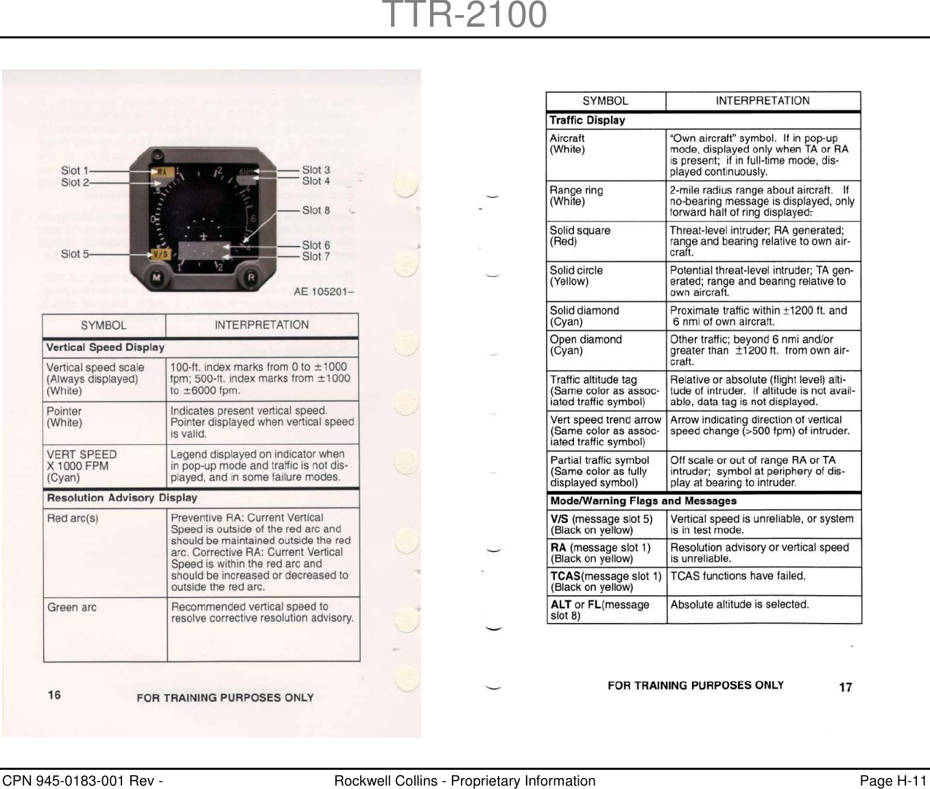 TTR-2100 CPN 945-0183-001 Rev -  Rockwell Collins - Proprietary Information  Page H-11    