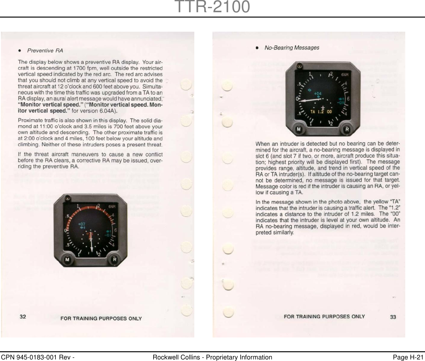 TTR-2100 CPN 945-0183-001 Rev -  Rockwell Collins - Proprietary Information  Page H-21    