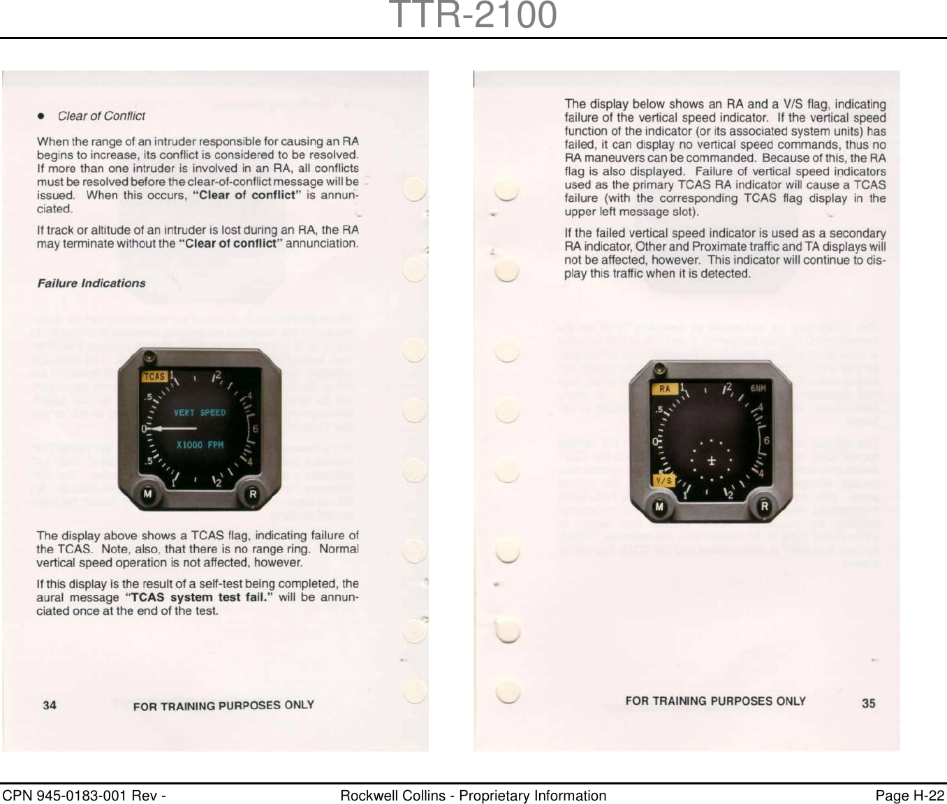 TTR-2100 CPN 945-0183-001 Rev -  Rockwell Collins - Proprietary Information  Page H-22    