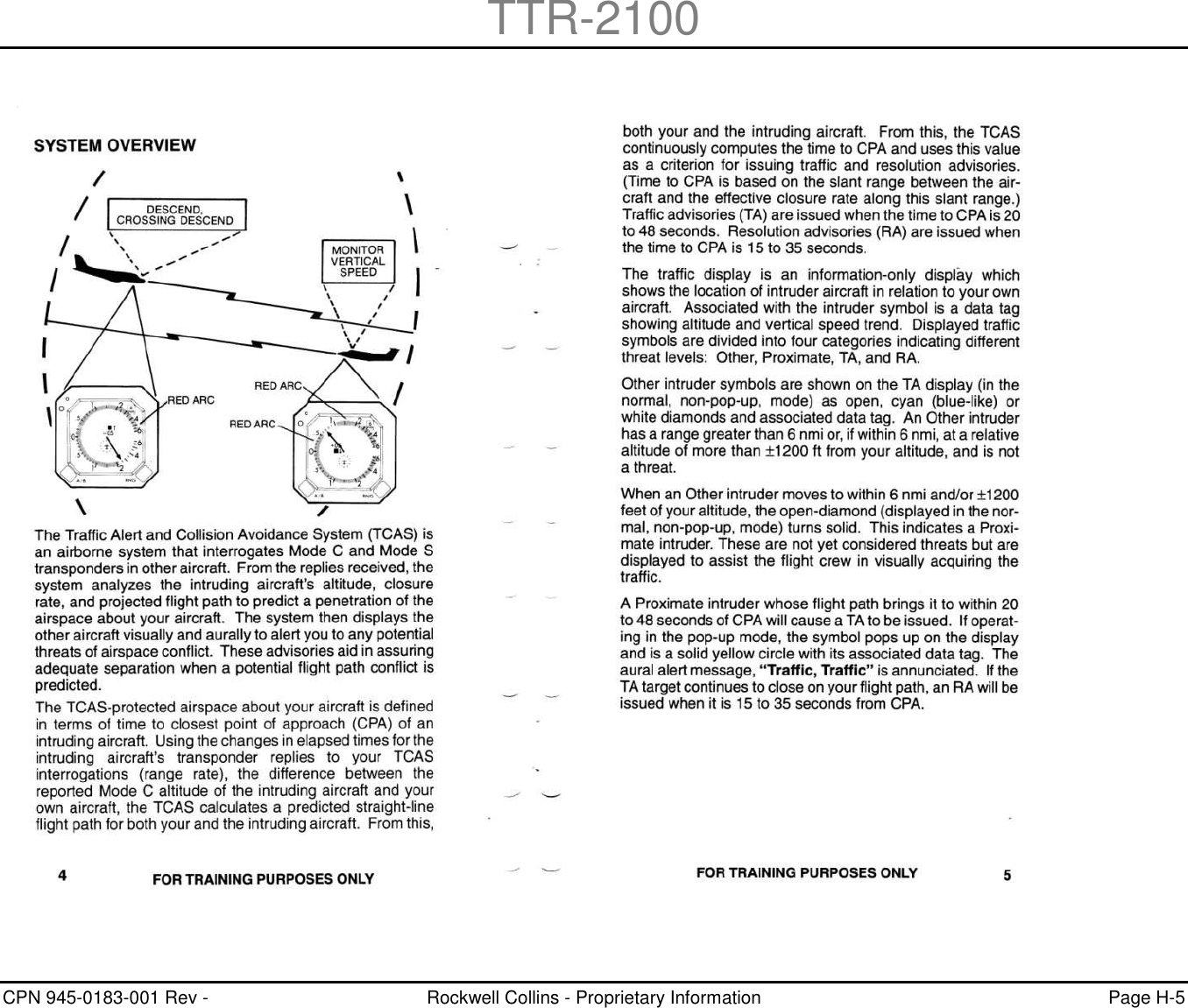 TTR-2100 CPN 945-0183-001 Rev -  Rockwell Collins - Proprietary Information  Page H-5    