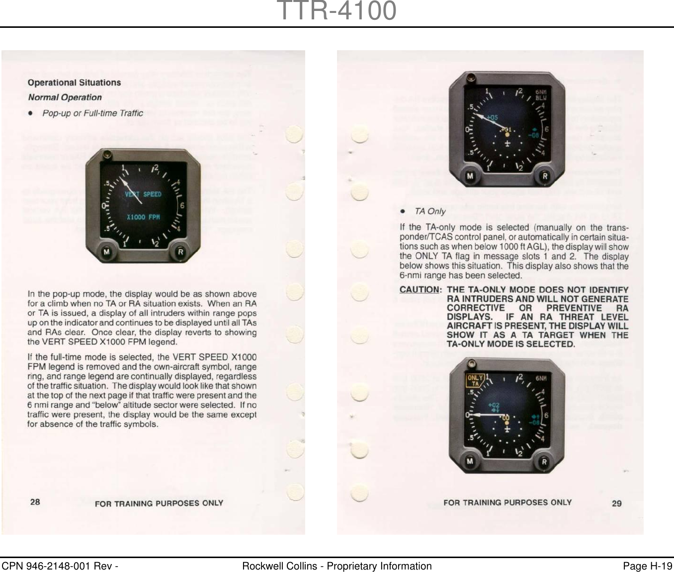 TTR-4100 CPN 946-2148-001 Rev -  Rockwell Collins - Proprietary Information  Page H-19    