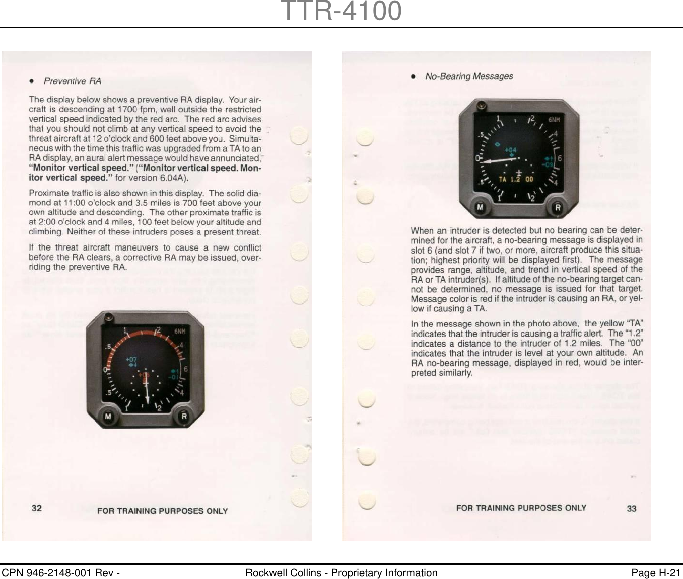 TTR-4100 CPN 946-2148-001 Rev -  Rockwell Collins - Proprietary Information  Page H-21    
