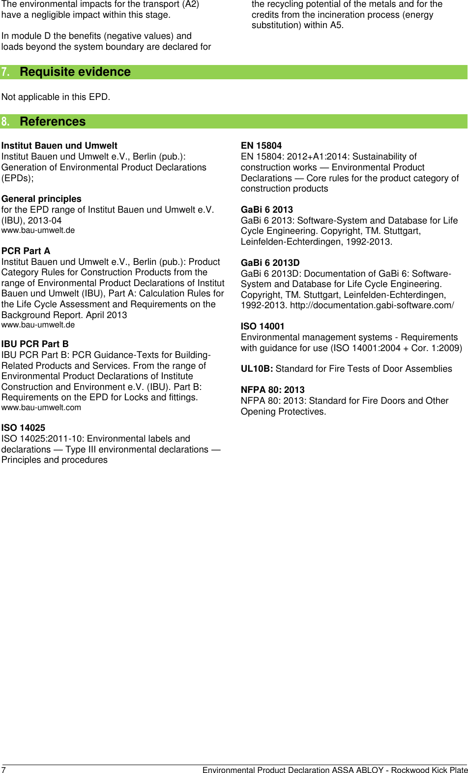 Page 7 of 9 - Rockwood  K1050 Kick Plate - Environmental Product Declaration (EPD) EPD