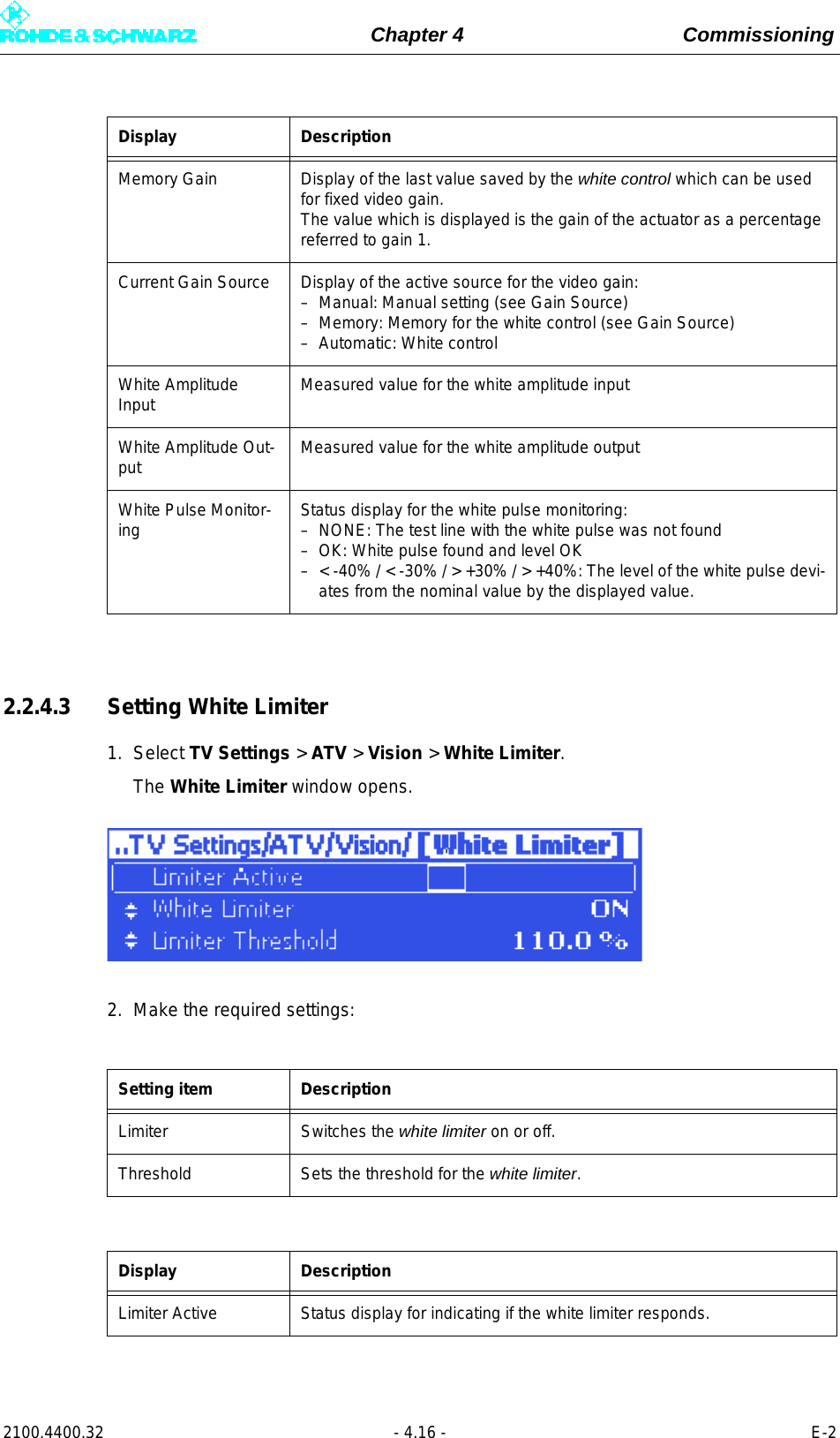 Page 100 of Rohde and Schwarz SLV8000 SLV8000 Low Power Transmitter User Manual 32 SLX8000 12 12 07 01 00