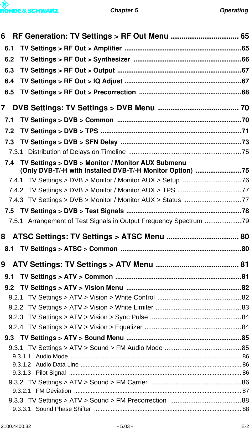 Page 115 of Rohde and Schwarz SLV8000 SLV8000 Low Power Transmitter User Manual 32 SLX8000 12 12 07 01 00