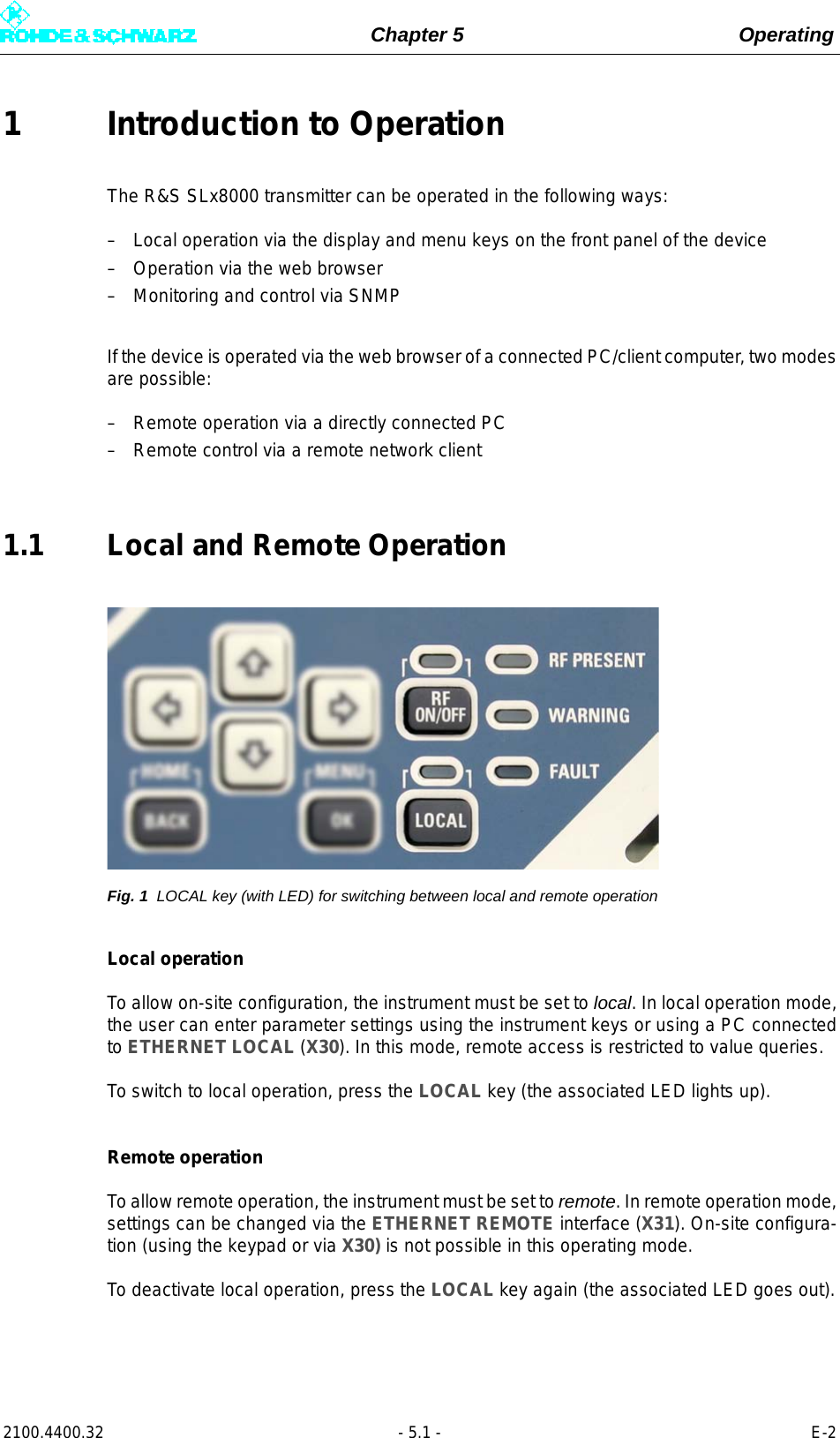 Page 119 of Rohde and Schwarz SLV8000 SLV8000 Low Power Transmitter User Manual 32 SLX8000 12 12 07 01 00