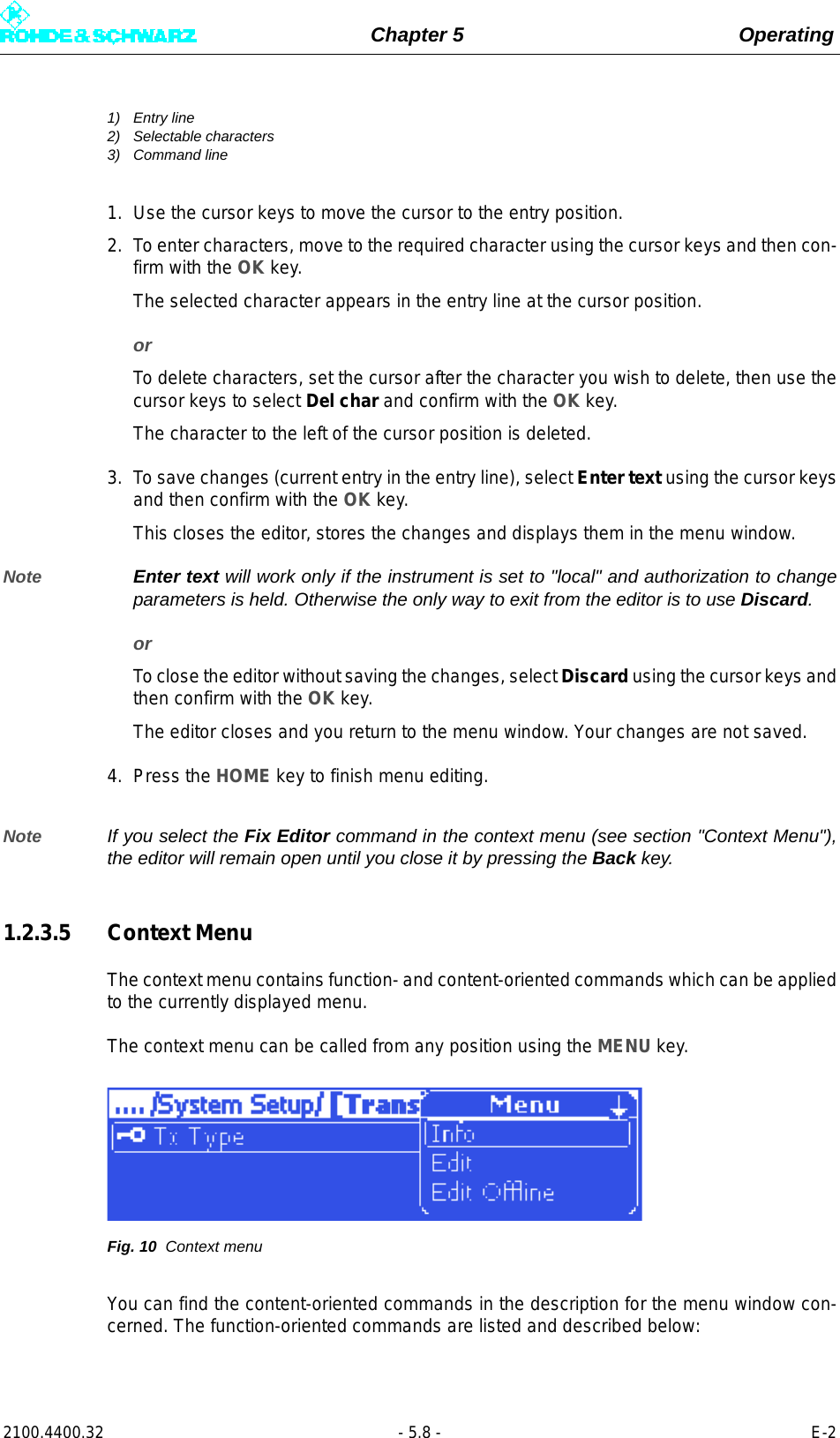 Page 126 of Rohde and Schwarz SLV8000 SLV8000 Low Power Transmitter User Manual 32 SLX8000 12 12 07 01 00