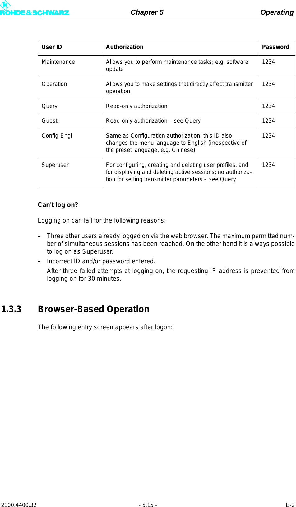 Page 133 of Rohde and Schwarz SLV8000 SLV8000 Low Power Transmitter User Manual 32 SLX8000 12 12 07 01 00