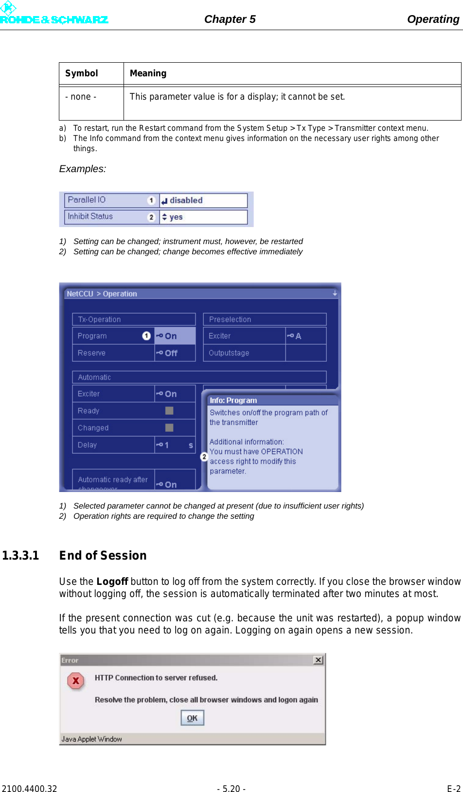 Page 138 of Rohde and Schwarz SLV8000 SLV8000 Low Power Transmitter User Manual 32 SLX8000 12 12 07 01 00