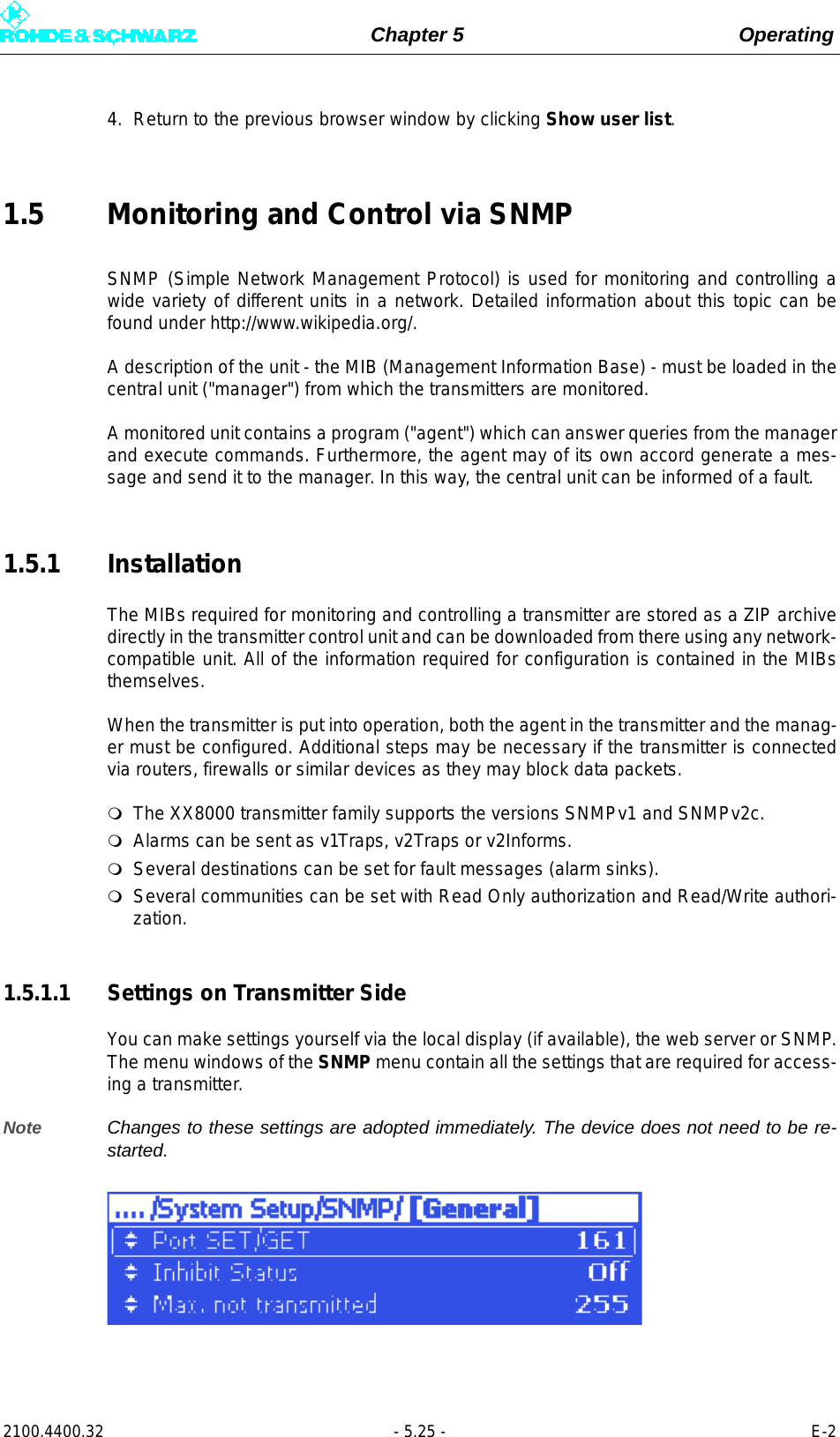 Page 143 of Rohde and Schwarz SLV8000 SLV8000 Low Power Transmitter User Manual 32 SLX8000 12 12 07 01 00