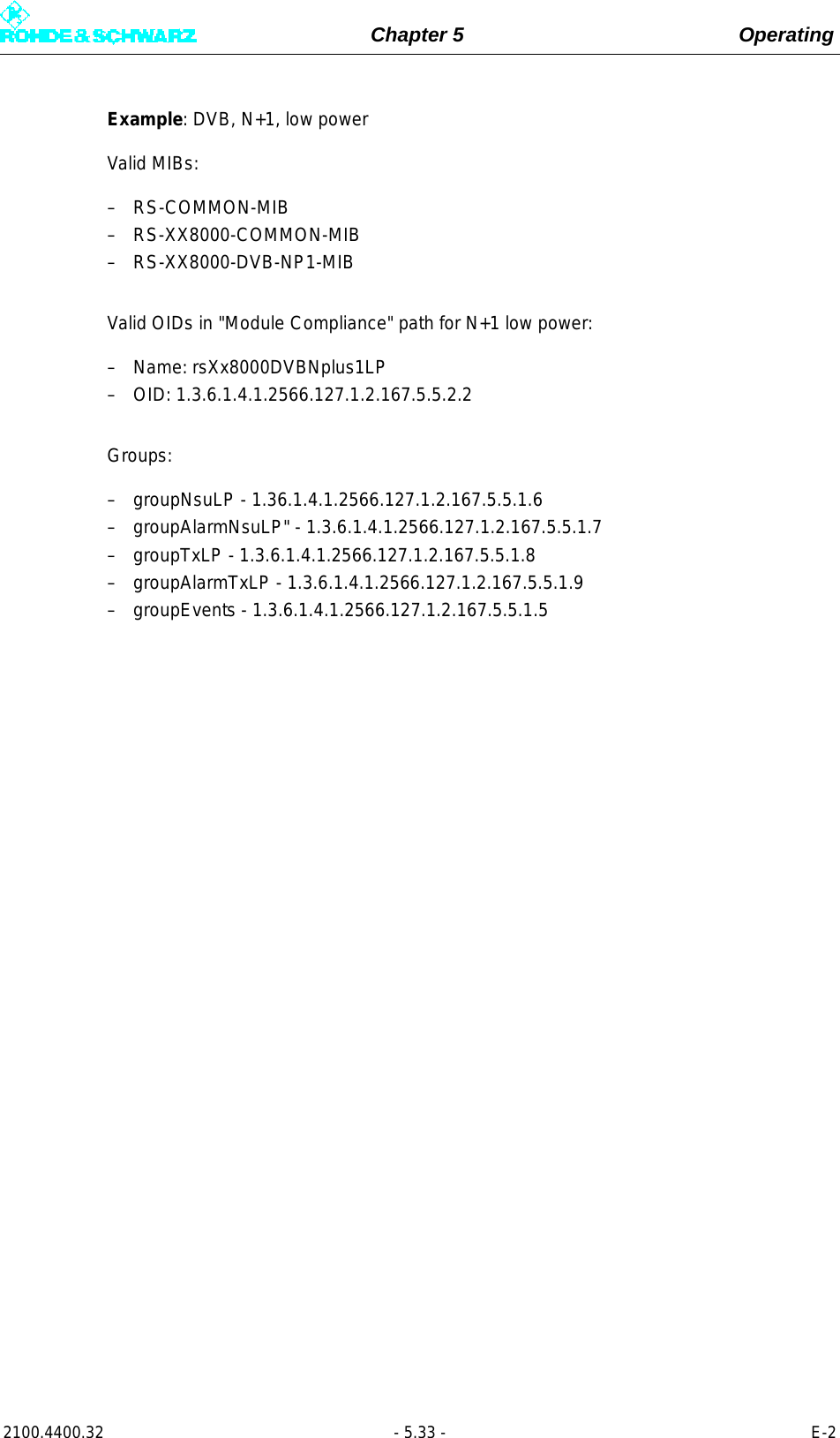 Page 151 of Rohde and Schwarz SLV8000 SLV8000 Low Power Transmitter User Manual 32 SLX8000 12 12 07 01 00