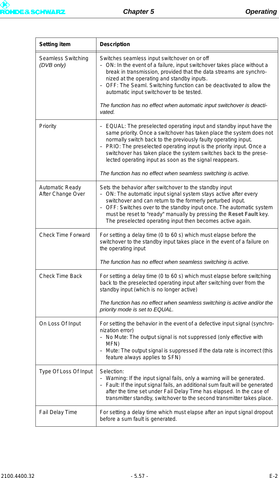 Page 175 of Rohde and Schwarz SLV8000 SLV8000 Low Power Transmitter User Manual 32 SLX8000 12 12 07 01 00