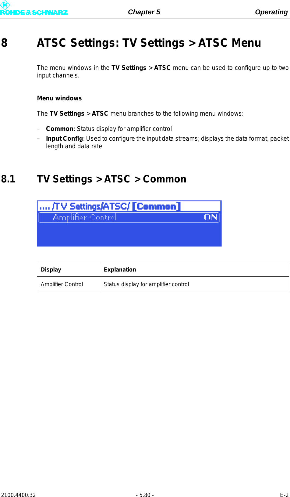 Page 198 of Rohde and Schwarz SLV8000 SLV8000 Low Power Transmitter User Manual 32 SLX8000 12 12 07 01 00