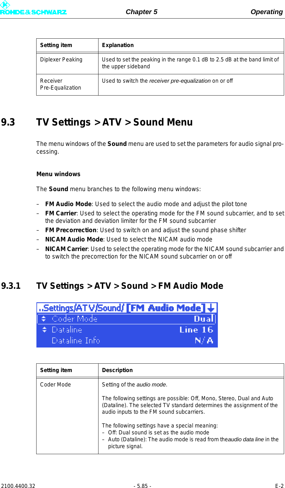 Page 203 of Rohde and Schwarz SLV8000 SLV8000 Low Power Transmitter User Manual 32 SLX8000 12 12 07 01 00