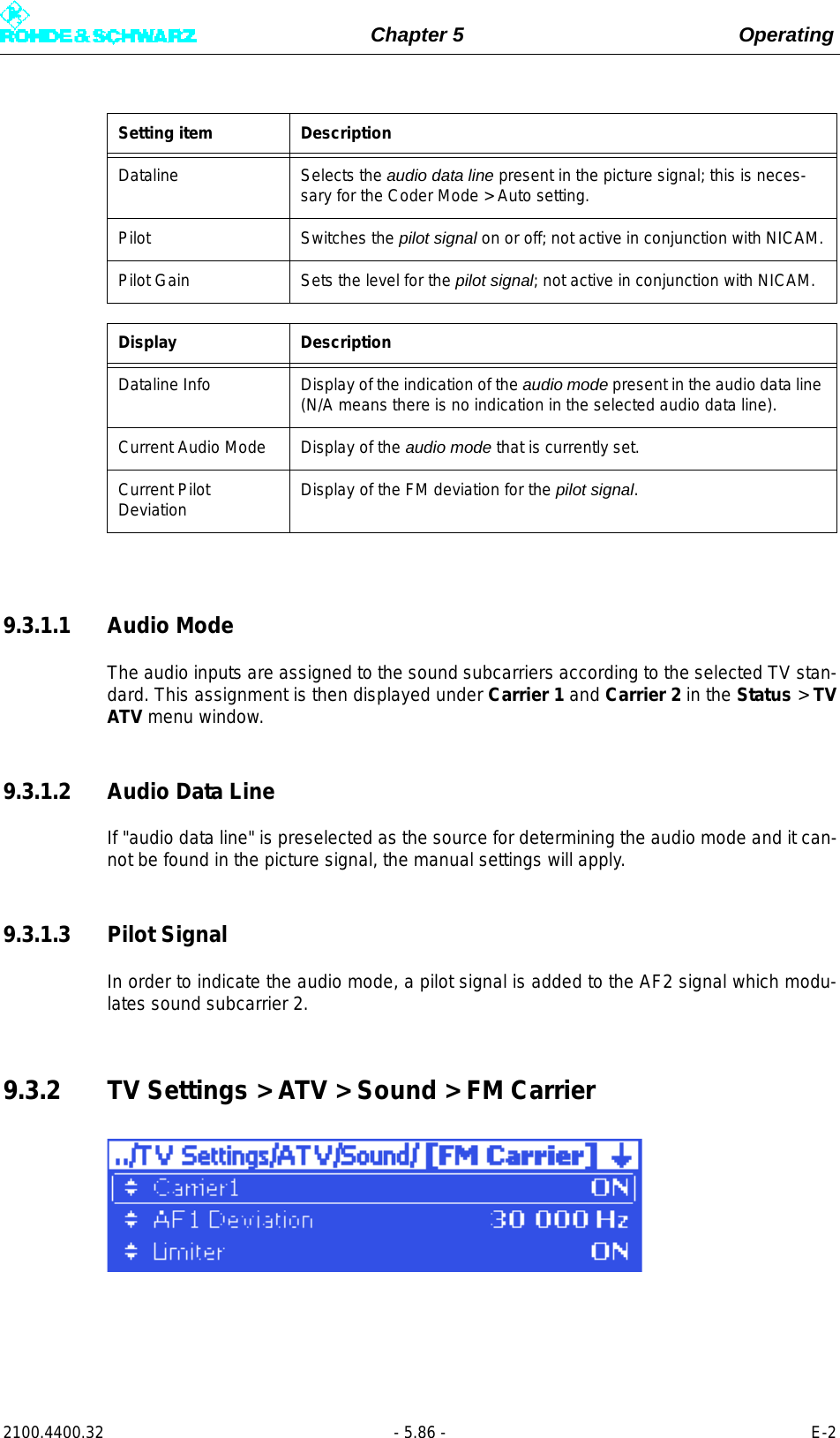 Page 204 of Rohde and Schwarz SLV8000 SLV8000 Low Power Transmitter User Manual 32 SLX8000 12 12 07 01 00