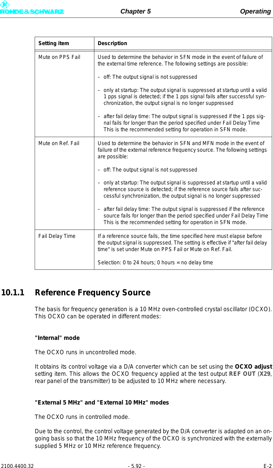 Page 210 of Rohde and Schwarz SLV8000 SLV8000 Low Power Transmitter User Manual 32 SLX8000 12 12 07 01 00