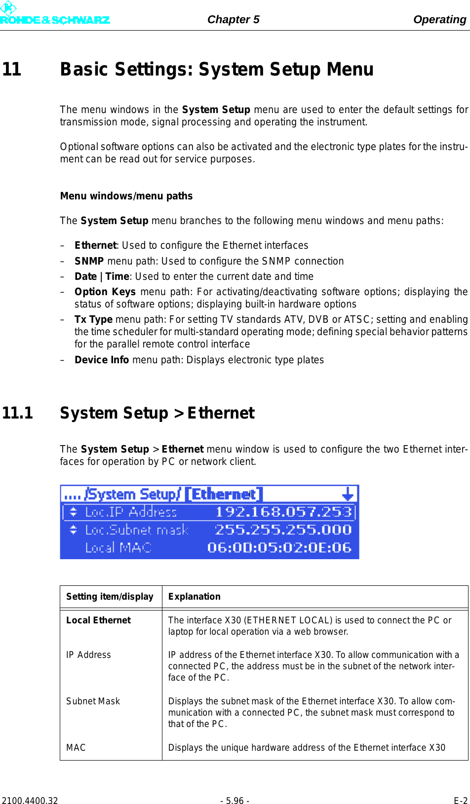 Page 214 of Rohde and Schwarz SLV8000 SLV8000 Low Power Transmitter User Manual 32 SLX8000 12 12 07 01 00