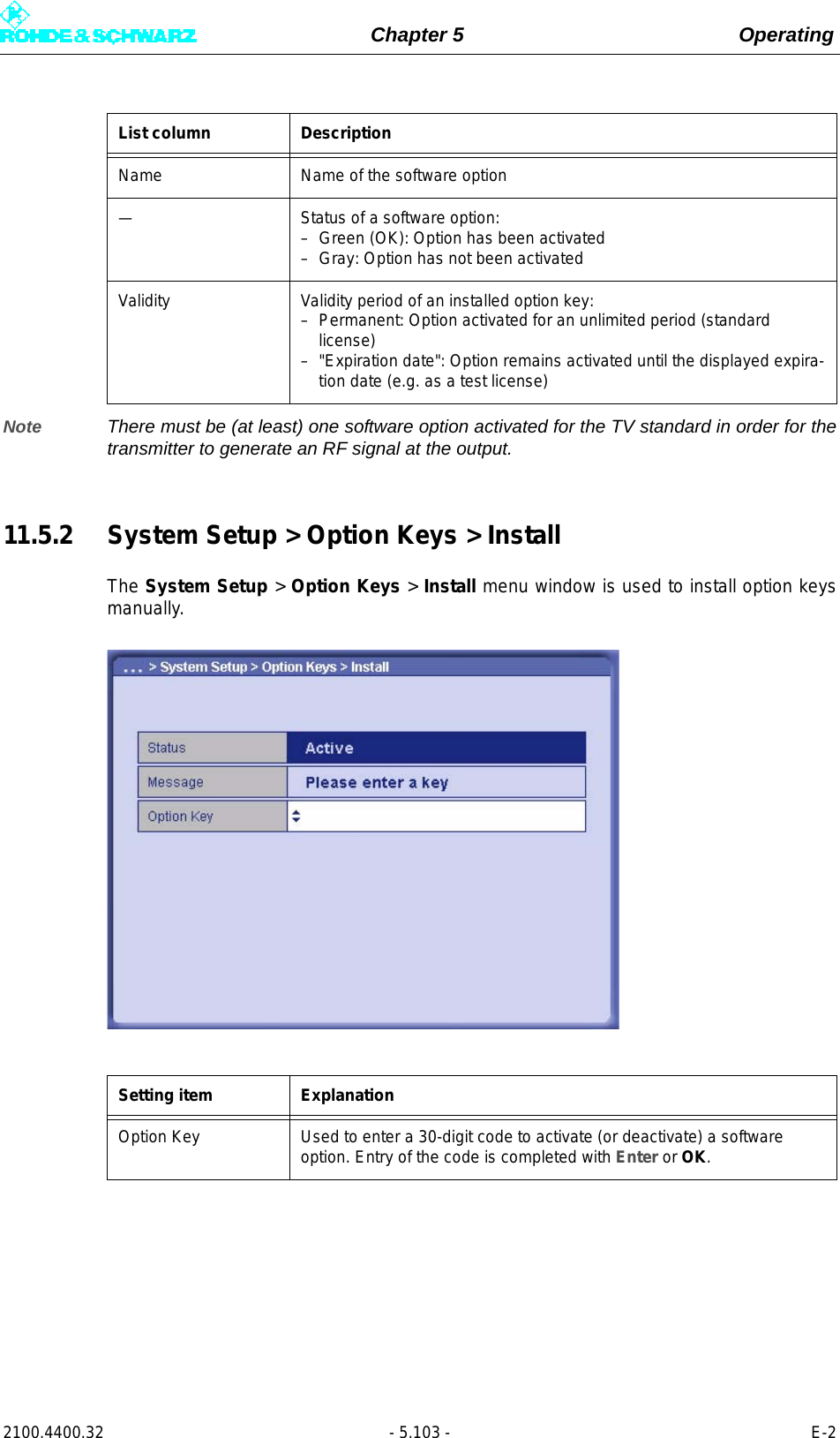 Page 221 of Rohde and Schwarz SLV8000 SLV8000 Low Power Transmitter User Manual 32 SLX8000 12 12 07 01 00