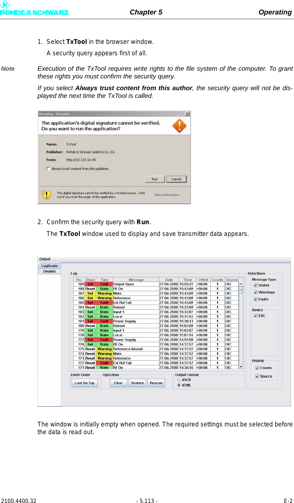 Page 231 of Rohde and Schwarz SLV8000 SLV8000 Low Power Transmitter User Manual 32 SLX8000 12 12 07 01 00