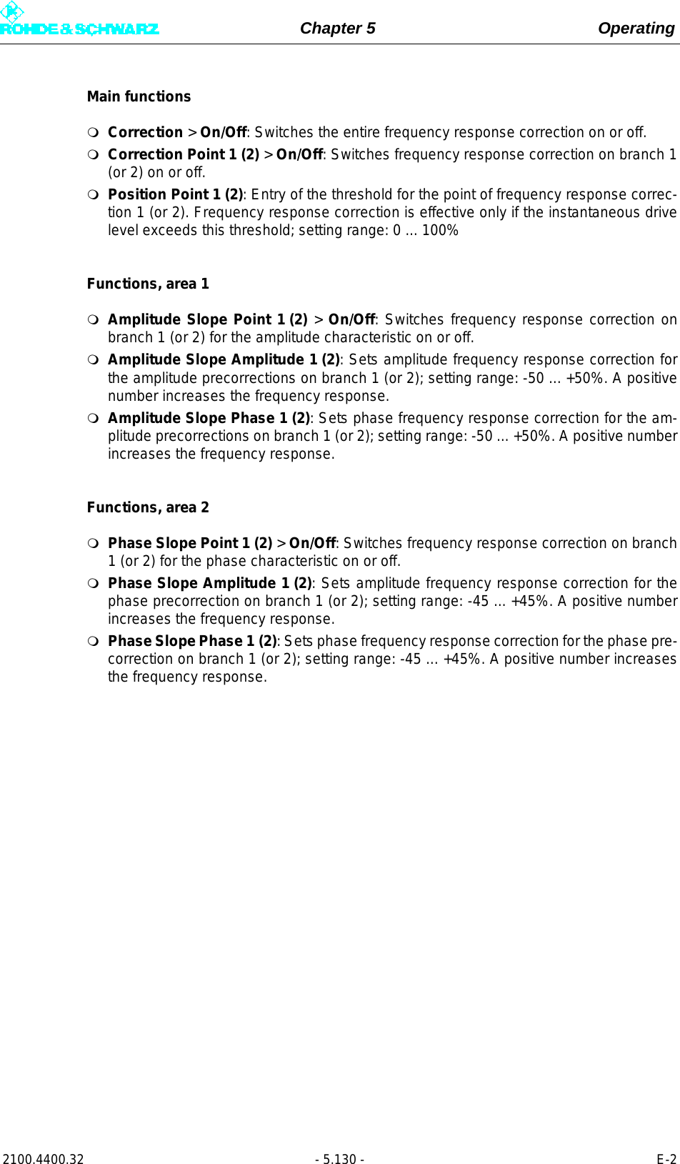 Page 248 of Rohde and Schwarz SLV8000 SLV8000 Low Power Transmitter User Manual 32 SLX8000 12 12 07 01 00