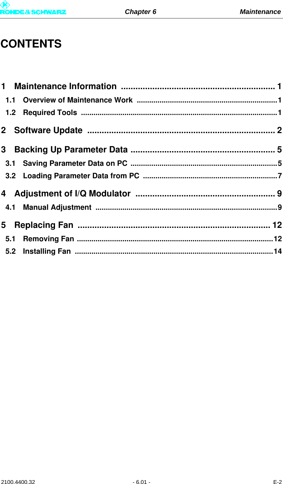 Page 251 of Rohde and Schwarz SLV8000 SLV8000 Low Power Transmitter User Manual 32 SLX8000 12 12 07 01 00